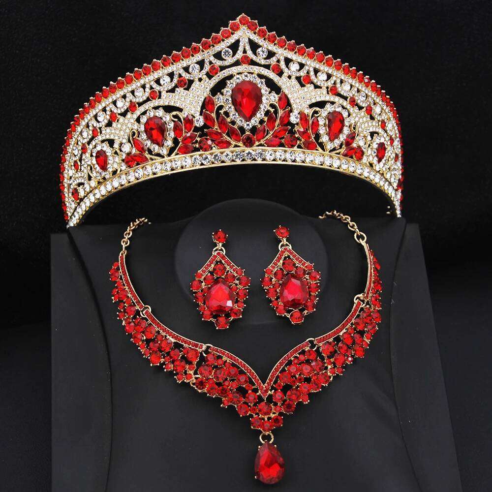 Princess Bride Crown Sets for Women Tiaras and Necklace Earrings Set Prom Bridal Wedding Birthday Jewelry Accessory Z260313