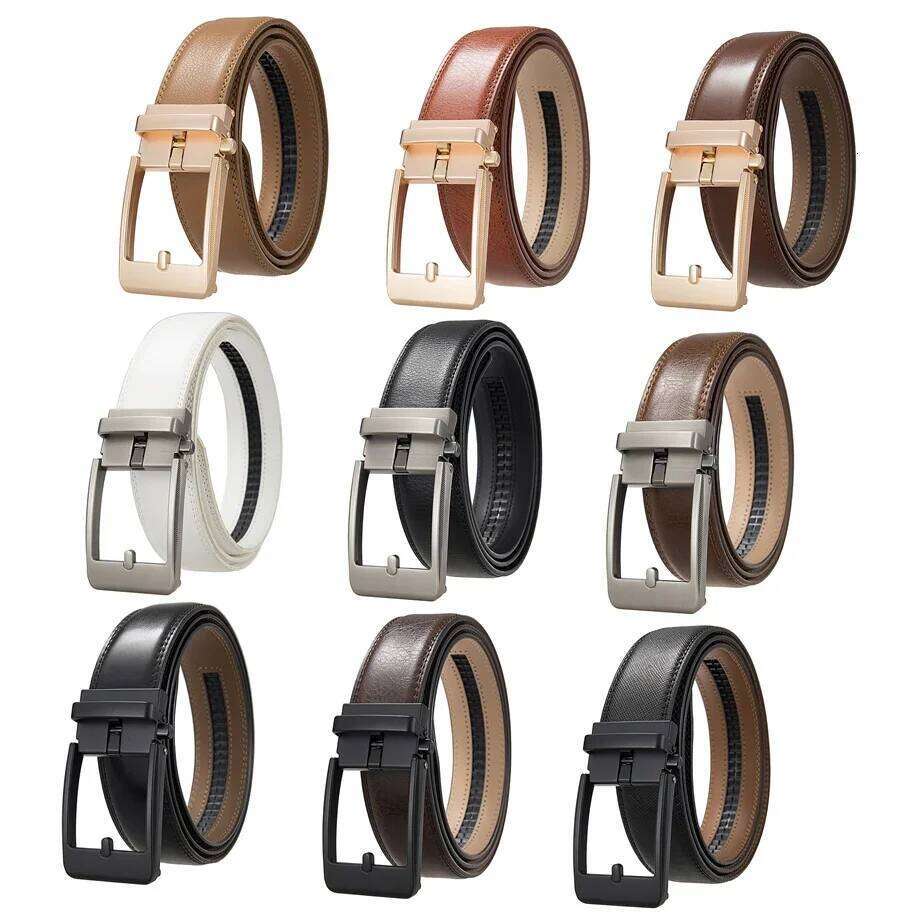 Luxury 3.5cm Width Cowhide Leather Ratchet Belts For Men Adjustable Automatic Buckle Mens Business Casual Belt B1503 Z260226