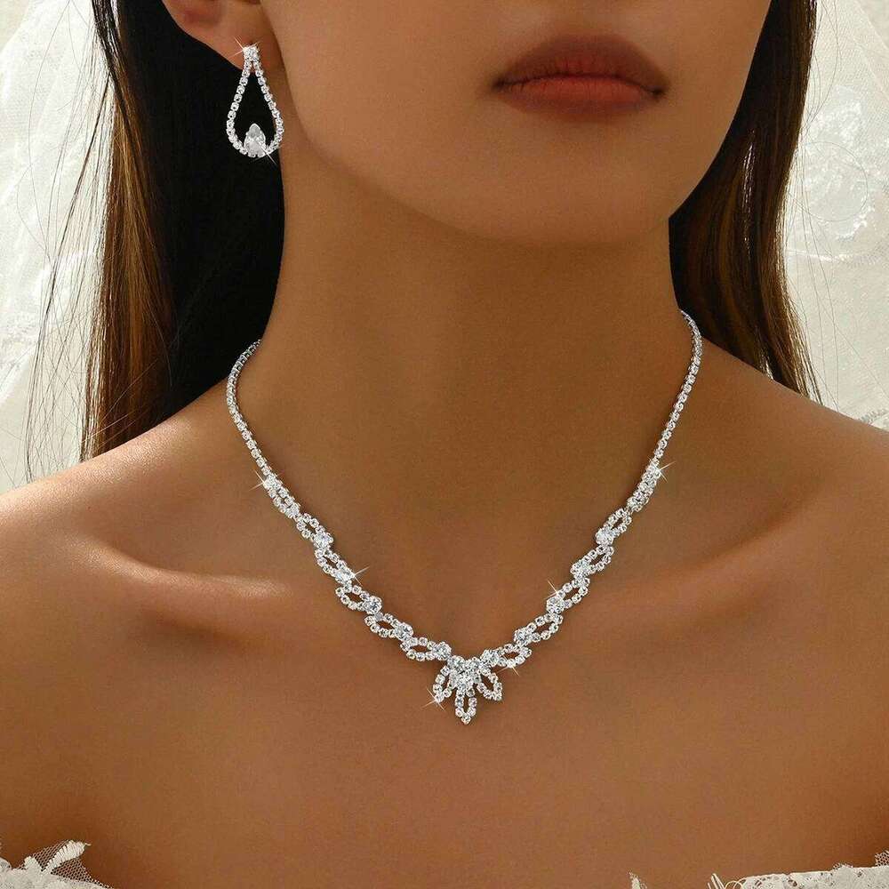 Women's fashionable exquisite claw design leaf collarbone chain set, elegant and high-end jewelry set Z260313