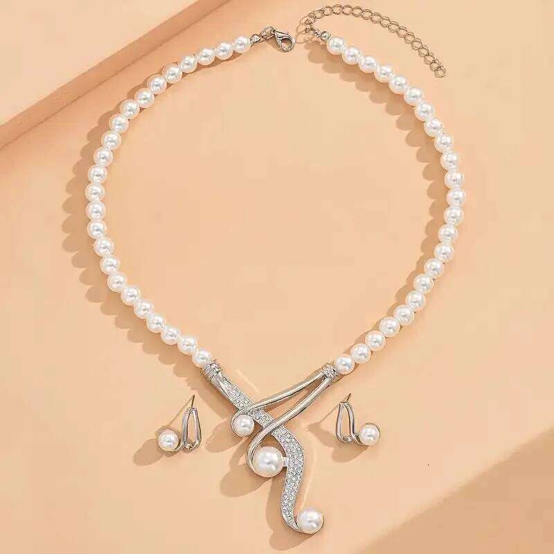 3Pcs Personalized Light Luxury Versatile Earring Set, Imitation Pearl Necklace and Earrings Z260313