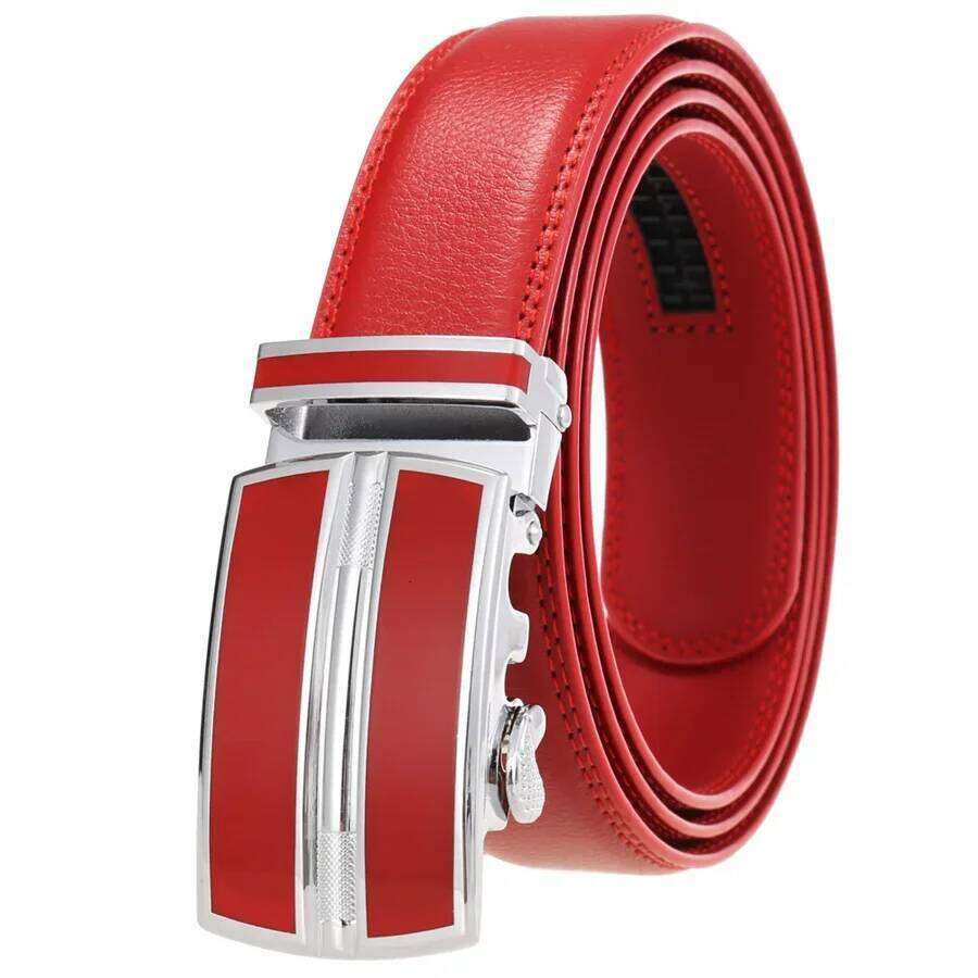 Red Color 3.5cm Width Cow Leather Strap High Quality Automatic Buckle for Men Brand Luxury Belts Man B995 Z260226