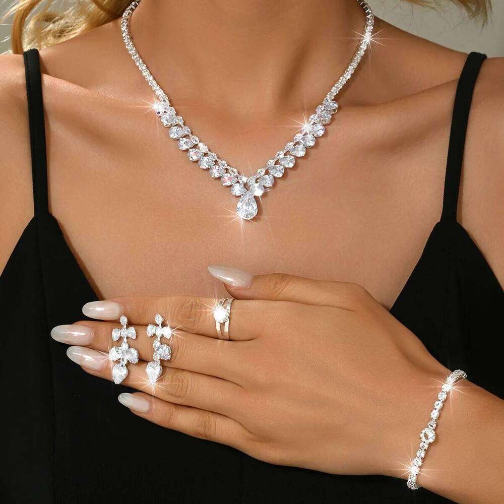 Trendy personalized design, oval shaped super sparkling naked diamond, elegant and simple necklace, earrings, bracelet, ring Z260313