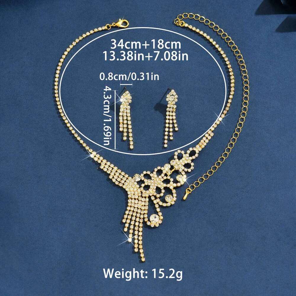 3PC Women's Fashion Flower Tassel Necklace Earrings Jewelry Set Suitable for Wedding, Party, Festival Gifts-8545 Z260313