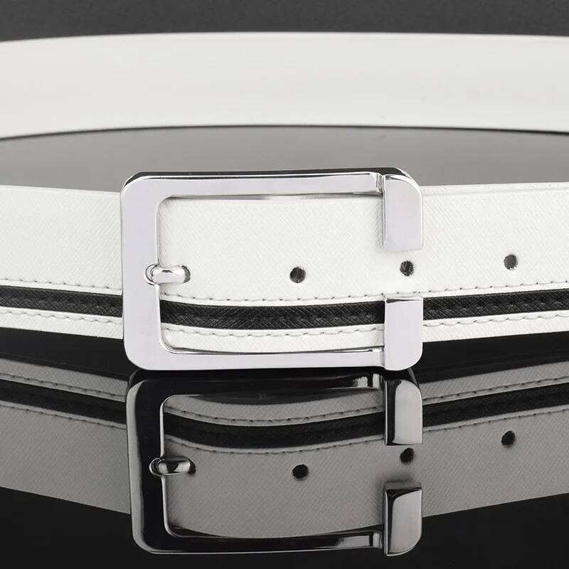 Business Waist Strap Men's Belt Pin Leather Buckle Student Luxury Brand White Dress Casual Mens Belts Ceinture Homme Z260226