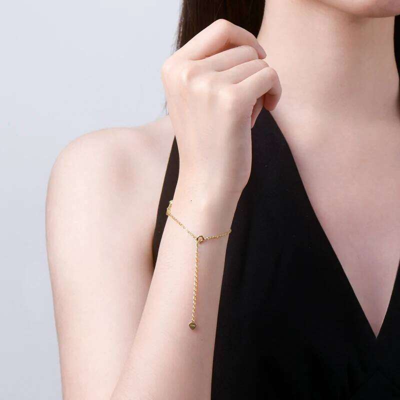 Lnngy Moissanite Bracelet With Certificate 925 Sterling Silver Four-leaf Flower Adjustable Chain Bracelets for Women 2025 Trend Z260313