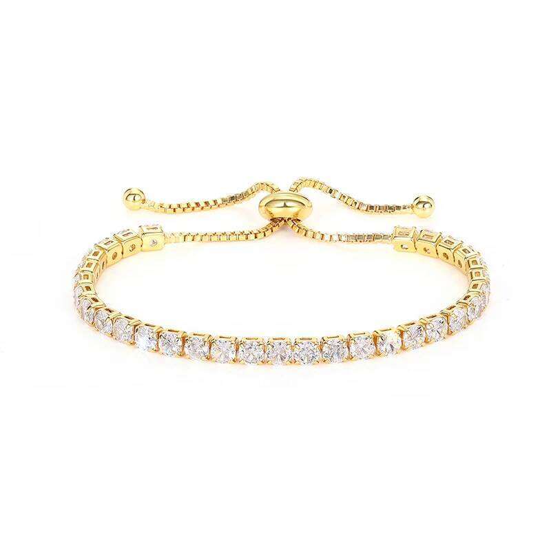 Huitan Sparkling Cubic Zirconia for Women Adjustable Fashion Tennis Bracelets Round/Square Stone Luxury Trendy Jewelry Z260313