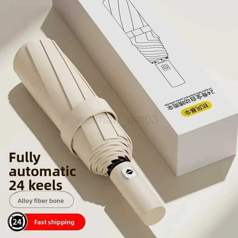 Umbrella Womens Rain Thickened Sunscreen UV Protection Double Umbrella Automatic Parasol Folding Portable H260314