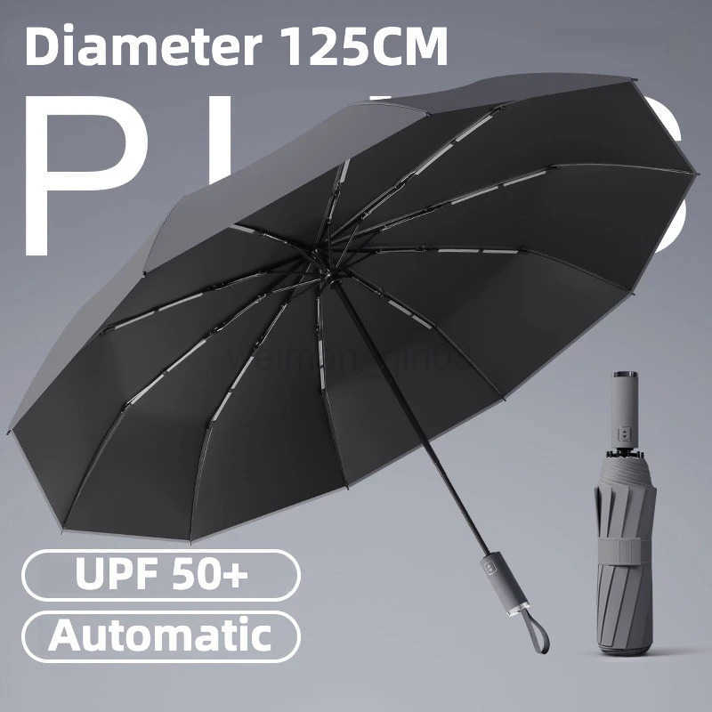 Windproof Automatic Folding Umbrella 125CM Diameter Large Rain Umbrella Sun UV UPF50 Protection Umbrellas for Man and Women H260314