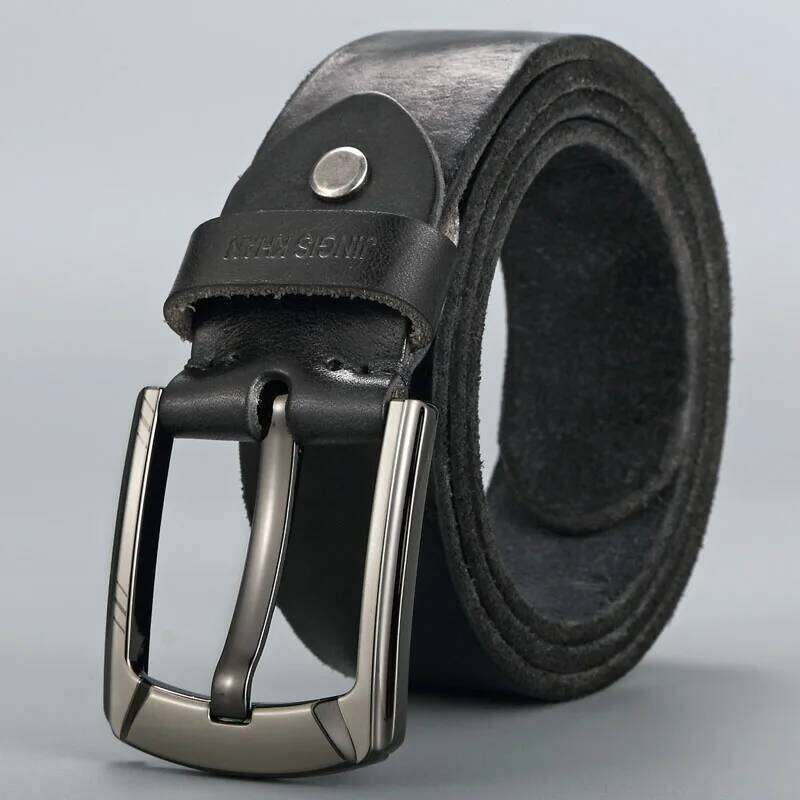 Belt, leather, genuine cowhide, handcrafted men's belt, youth retro needle buckle, top layer jeans belt Z260226