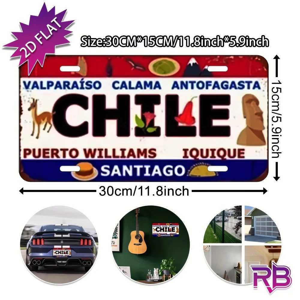 Chile Theme Aluminum Metal Wall Sign - UV Printed ch Vintage License Plate Design Includes Valparaso Calama and Puerto Will D260314