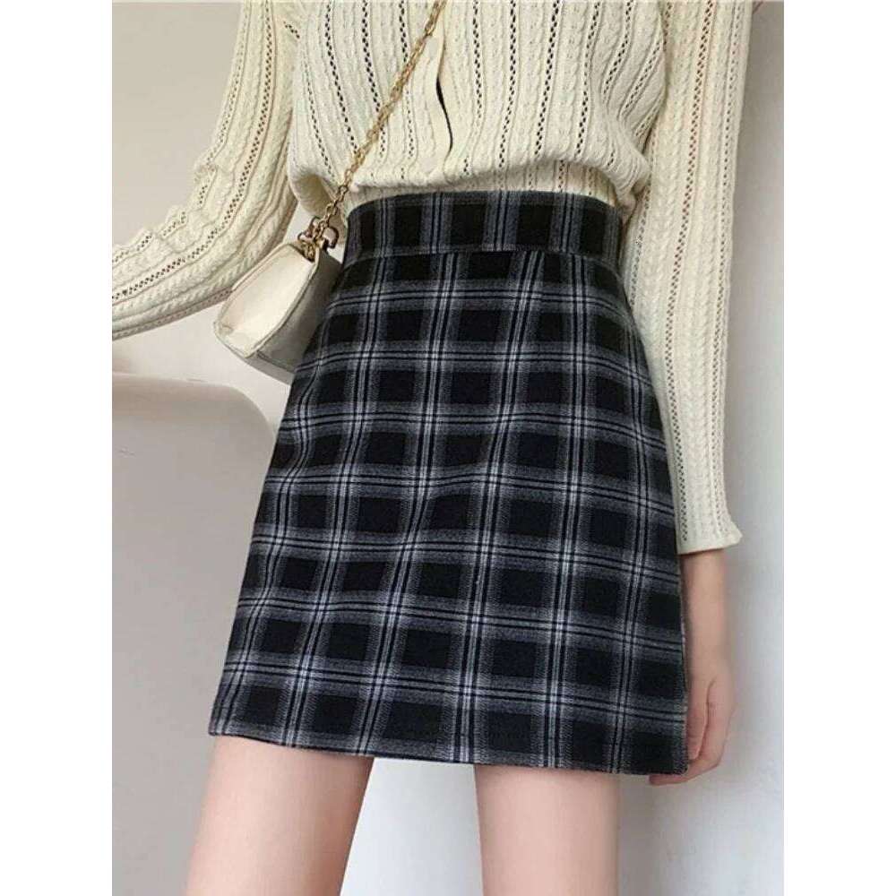 Casual Plaid Mini Skirts Women High Waist Sweet Girls Style Students Cloths A-line Autumn Fashion Korean Version Simple Soft Z260314