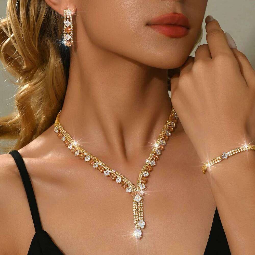 European American noble luxurious necklace earrings, bride's wedding banquet and evening dress matching Z260313