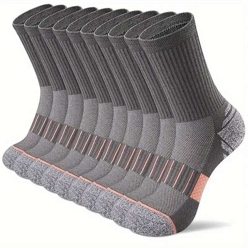 5 Pairs Unisex Sweat Absorbing Breathable Running Arch Support Cushioning Suitable Outdoor Wear All Season Sports Socks Z260314