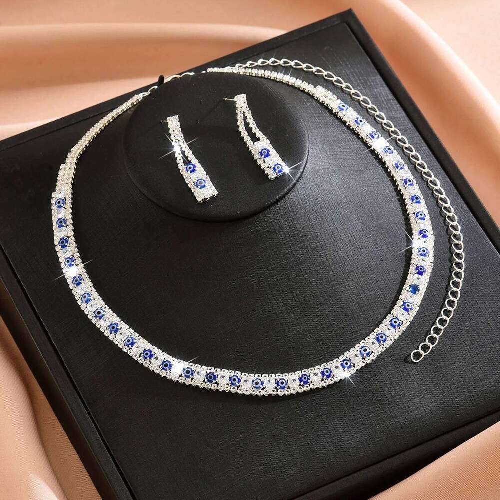 Design sense is slim, super shiny, simple and atmospheric necklace earrings two-piece set for birthday dress with accessories Z260313