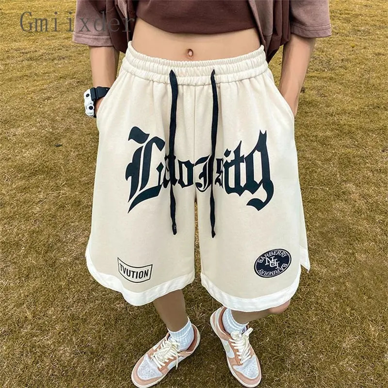 Gmiixder Hiphop Letter Printed Shorts Mens American Summer Street Shorts Loose Versatile Sports Casual Half Pants 260311