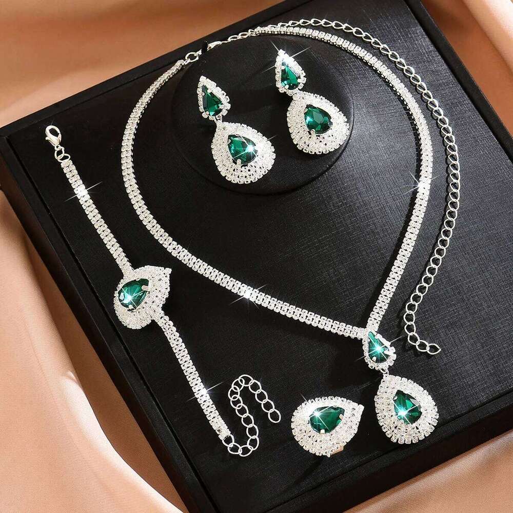 Design sense, trendy, bright, sweet and cool style, simple retro earrings, necklace, bracelet, ring, four piece set of accessori Z260313