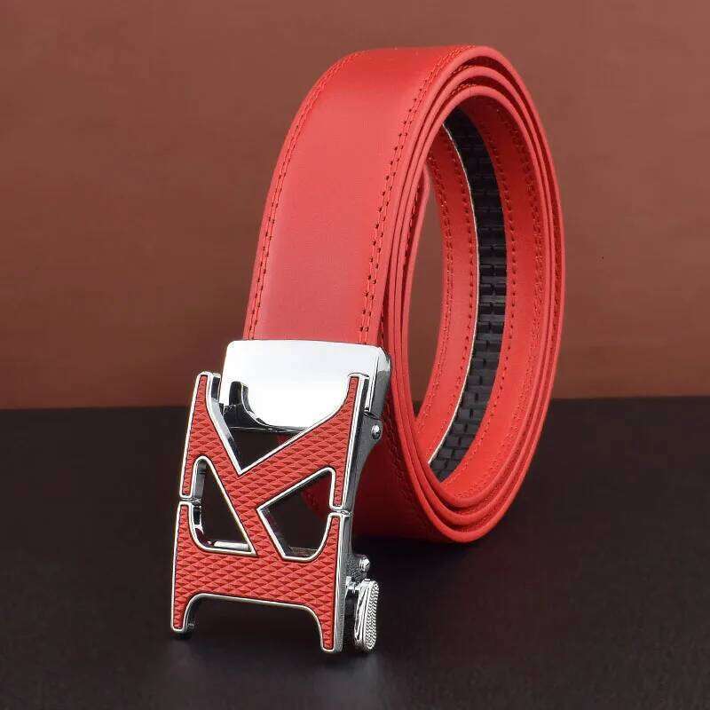 Casual K letter Automatic Buckle Belts High Quality Men Luxury Brand Waistband Genuine Leather Ceinture Homme Z260226