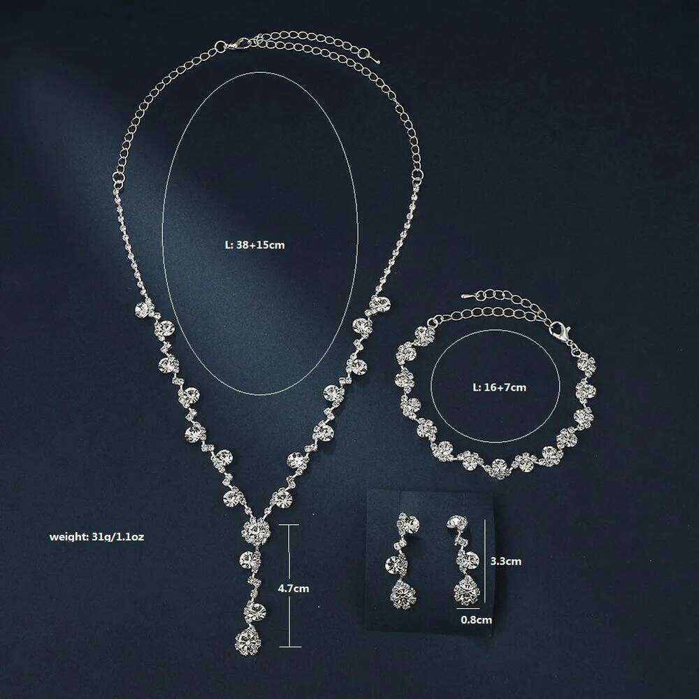 4pcs Elegant Vintage Jewelry Set for Women Silver Sunflower Necklace Shiny Crystal Choker Bridal Wedding Earrings Party Z260313