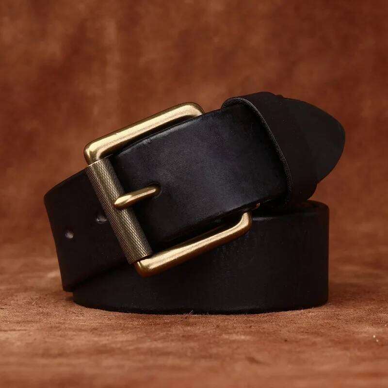 3.8CM Genuine Leather Belt Men Luxury Strap Male Fashion Pure Cowhide Copper Wild Classic Retro Pin Buckle High Quality Z260226