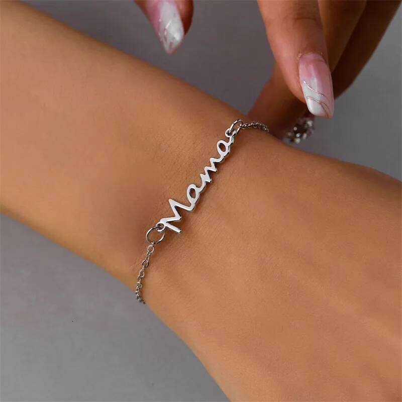Simple Letter Mama Charm Bracelet for Women Metal 3 Colors Double Layer Chain Bangle Fashion Jewelry Mother Day Wrist Gift Z260313