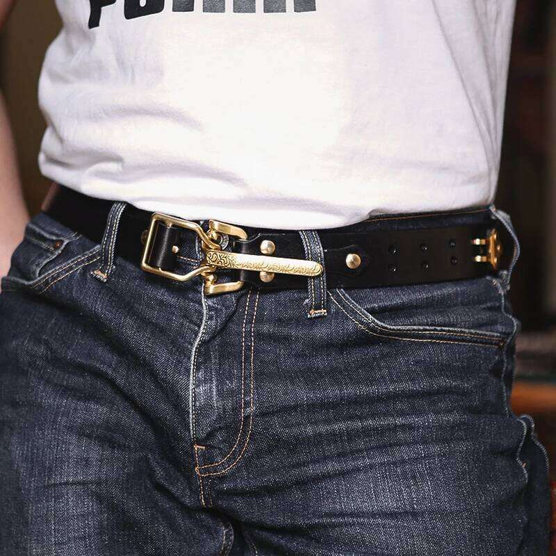 Cavalry Genuine Leather Men's High Quality Belts 3.8cm Pure Handmade Solid Vintage Embossed Brass Belt Buckle Z260226