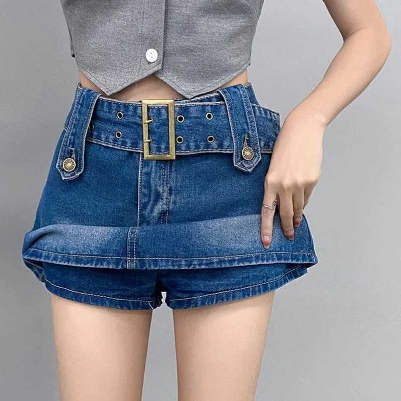 s Fashion High Waist Denim Skirts Summer New Lady Retro Mini Skirts Women Chic Korean Thin Short Jeans Dress M260314
