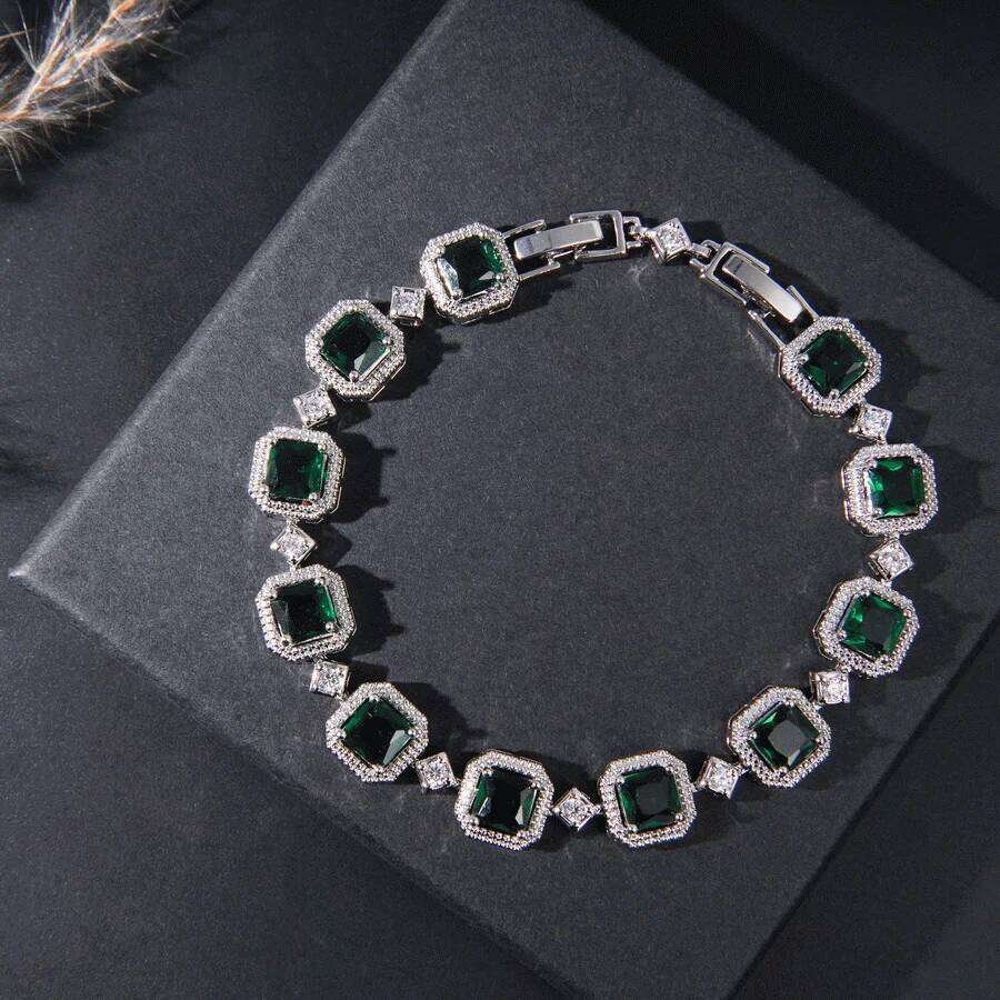 Sparkling For Women Square Cubic Zirconia Jewelry With Ring, Earrings, Pendant, Necklace Set, Bridal Bridesmaid Wedding Gif Z260313