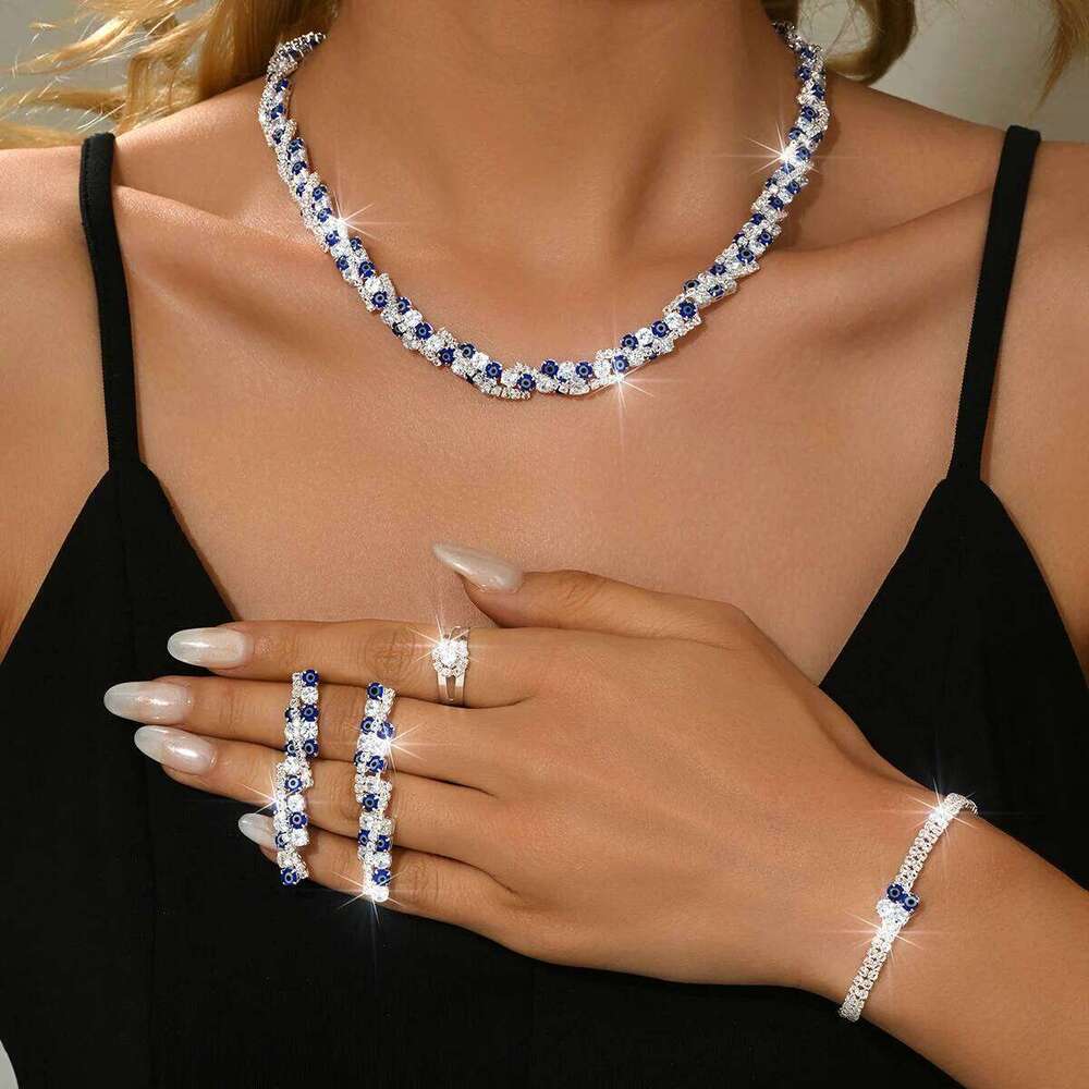 Ins Premium Fresh Shining Necklace Earrings Bracelet Ring Four Piece Set with Versatile Daily Outfit Z260313