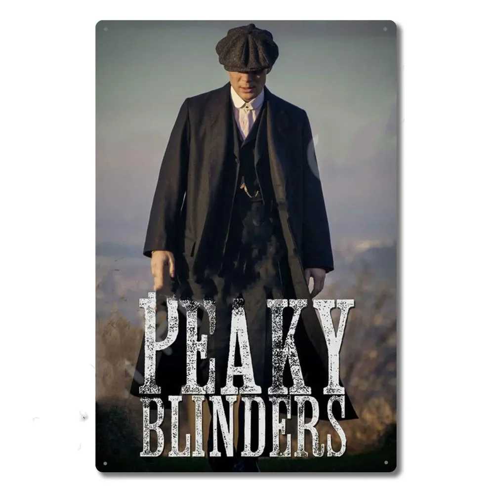 P-Peakys B-Blinders Whiskey Metal Sign - Retro Tin Plaque with Iconic Flat Cap Whiskey Bottle Art Eye-Catching Wall Decor D260314