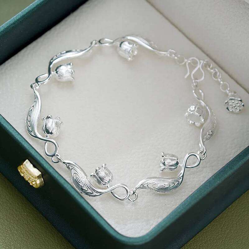 New in Simple and Fresh lily of the valley Bracelets Exquisite Dreamy Elegant silver 925 Wave Bracelet for women Party Jewelry Z260313