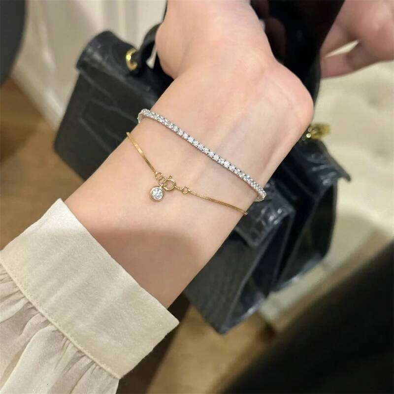 Luxury Stainless Steel New High-End Minimalist Zircon Charm Blade Chain Womens Bracelet Party Jewelry Gift Z260313