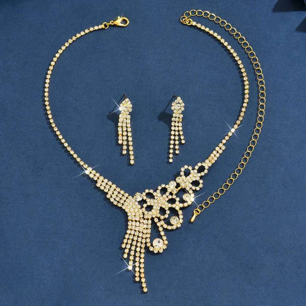 3PC Women's Fashion Flower Tassel Necklace Earrings Jewelry Set Suitable for Wedding, Party, Festival Gifts-8545 Z260313