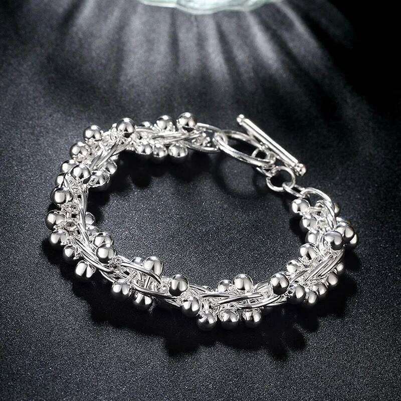 URMYLADY Smooth Grape Bead Bracelet 925 Silver OT Chain For Women Fashion Wedding Engagement Charm Jewelry Z260313