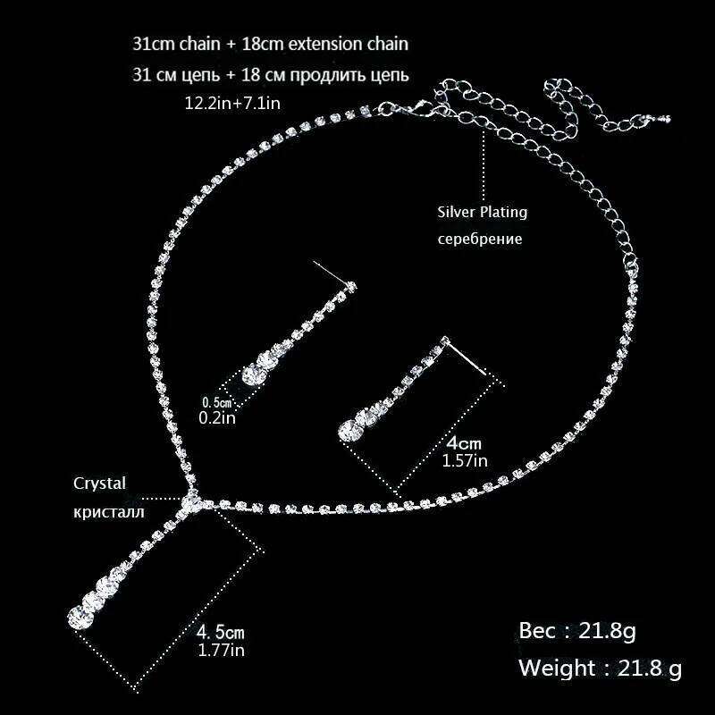 Fashion Drop Crystal Rhinestone Necklace Earrings Jewelry Set for Bridal Bridesmaid Wedding Clothing Accessories Z260313