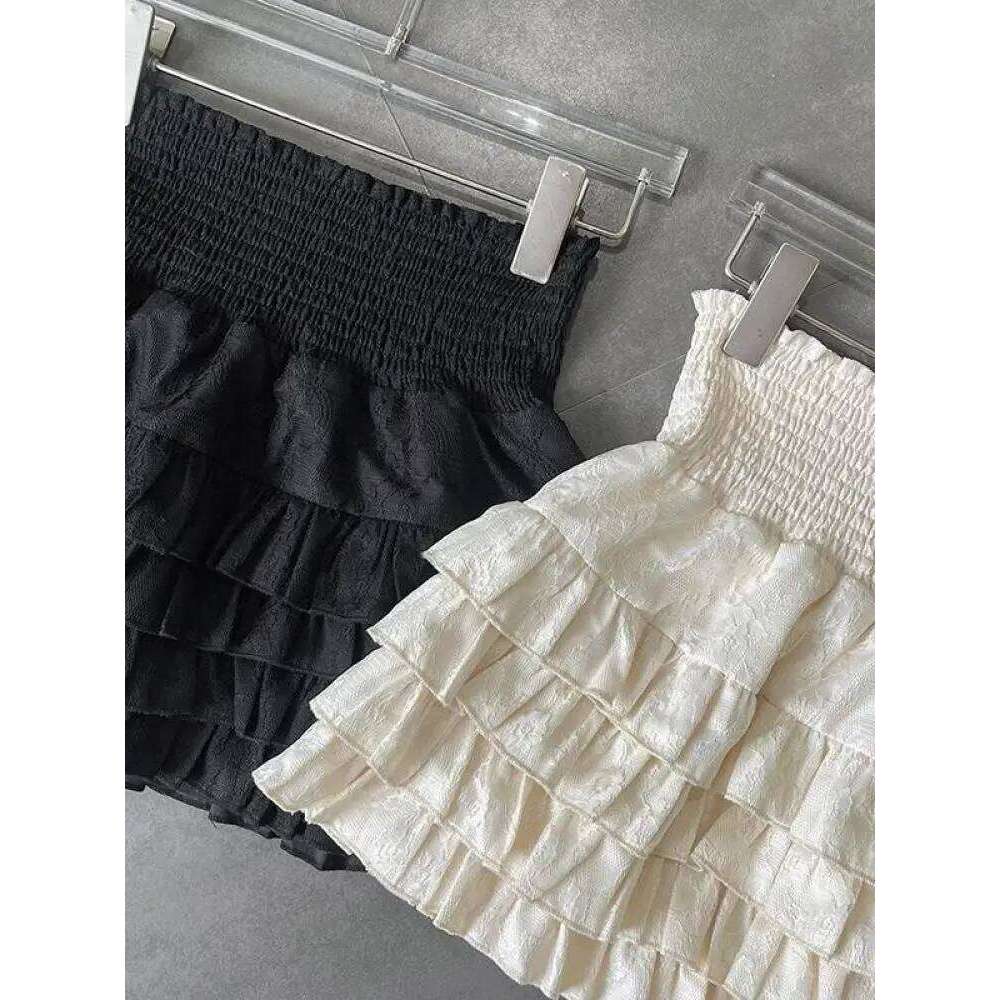 Streetwear Y2k Ruffles Mini Women Sweet Kawaii High Waist Lace A Line Skirt Summer Korean Fashion Black Ball Gown Skirts Z260314