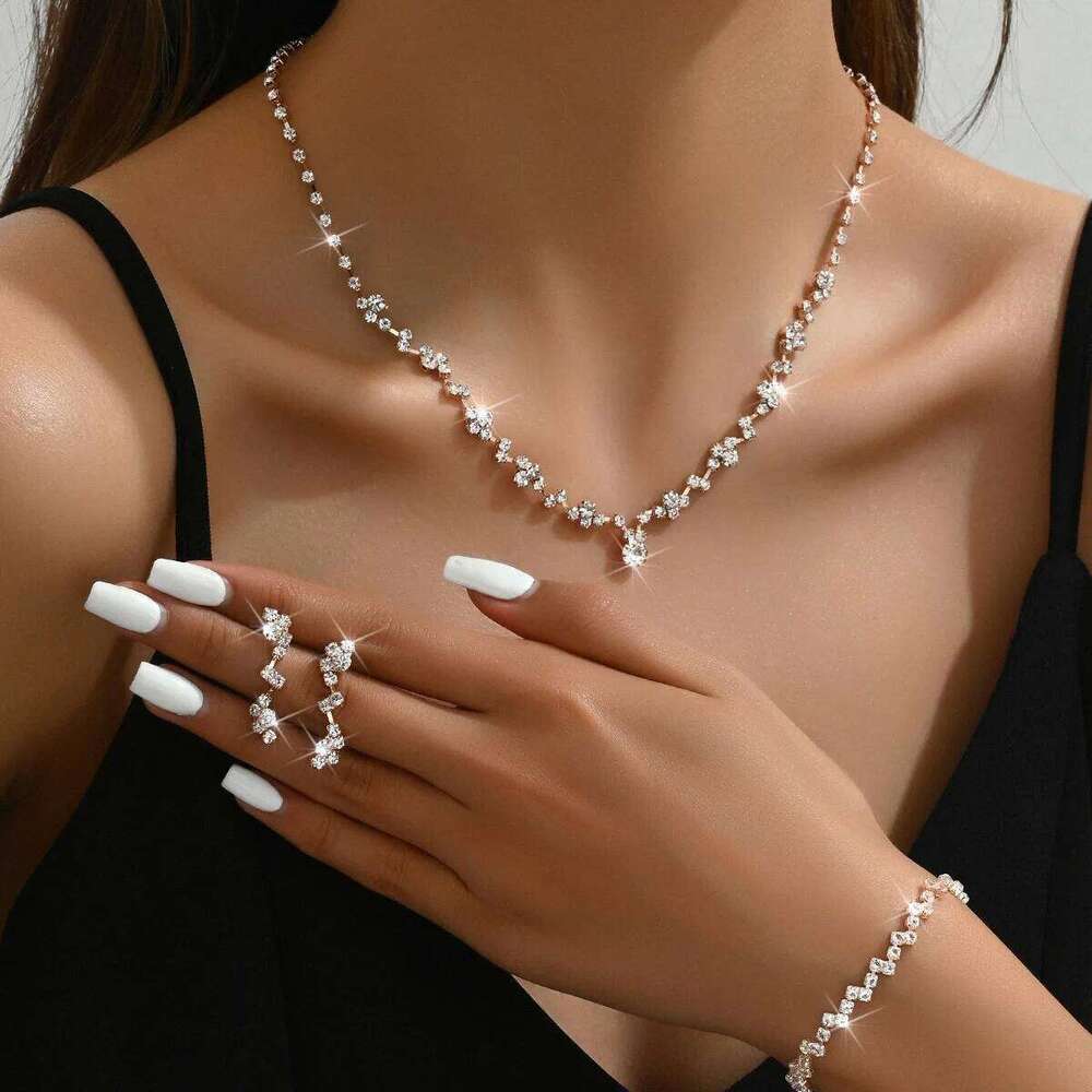 BLIJERY NEW Simple Wave Style for Women Chocker Necklace Earrings Bridal Wedding Party Jewelry Sets Z260313