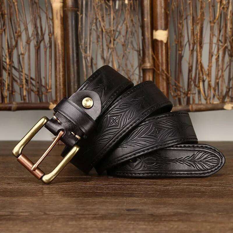 3.8CM Pure Cowhide High Quality Genuine Leather Belts for Men Brand Strap Male Brass Buckle Engrosar Jeans Cowboy Cintos Luxury Z260226