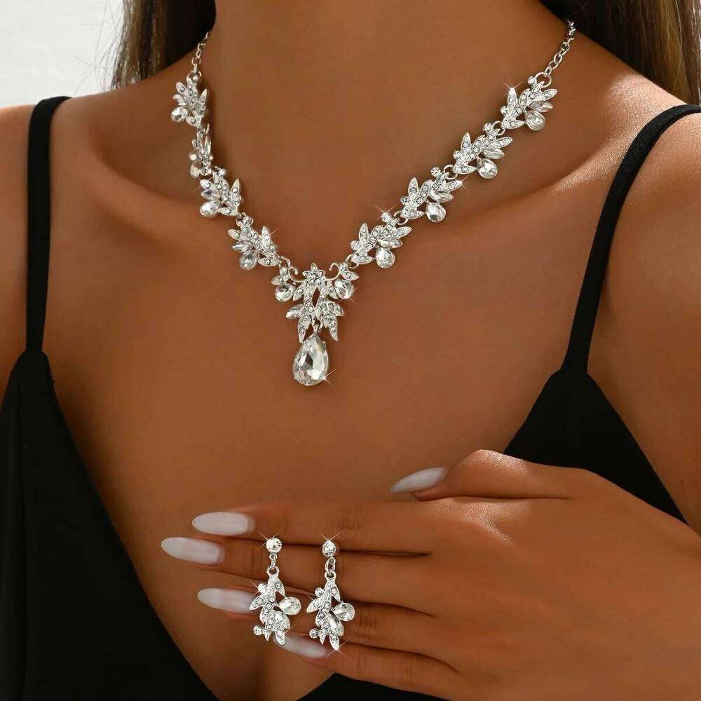 2025 Fashion Jewelry for Bridal Necklace Earrings Set Women Crystal Engagement Wedding Banquet Dress Accessories Z260313
