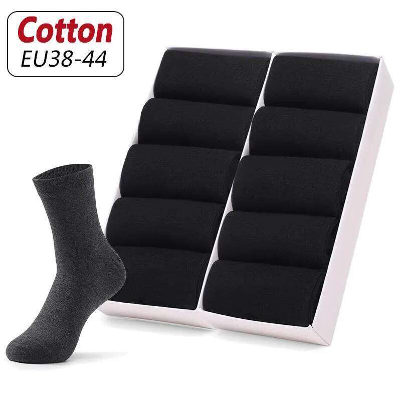 10Pairs/Men's Business Cotton Solid Color Dress Office Men's Spring Autumn Antibacterial Non-slip Comfort Socks Men Z260314