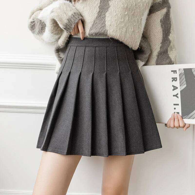 Autumn Winter Woolen Mini Pleated Skirts Women Fashion High Waist Loose A-Line Short Skirt Kawaii School Skater Falda Plisada Z260314
