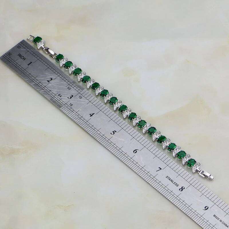 Natural Green Cubic Zirconia White CZ Silver 925 Jewelry Charm Bracelet Christmas Gifts For Women Z260313