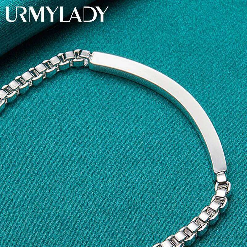 URMYLADY 925 Sterling Silver 4mm Box Laugh Chain Bracelet For Women Man Wedding Party Fashion Charm Jewelry Z260313