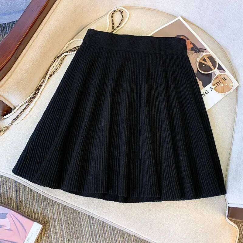 women's Basic Knit mini College Style Cute Student Pleated short Skirts Woman Solid Color All-Match High Waisted Skirt Z260314