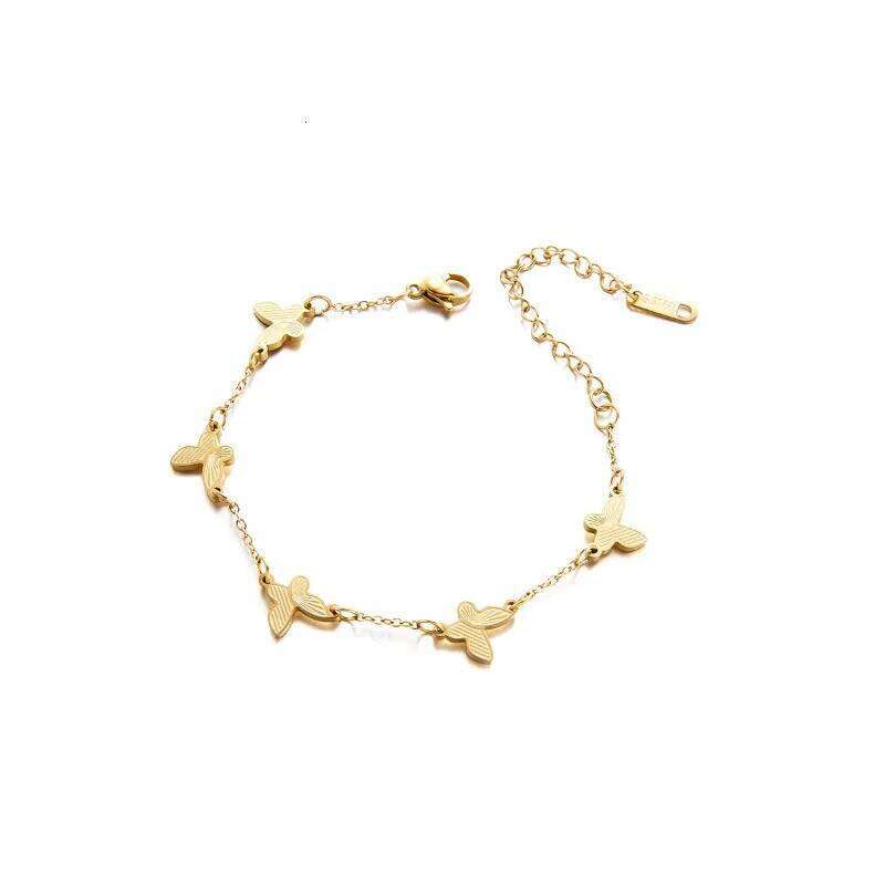 Sweet Exquisite 18k Gold-color Stainless Steel Adjustable Butterfly Bracelet for Woman Girls Jewelry Accessories Gifts Wholesale Z260313