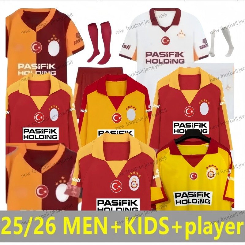 Galatasaray 25 26 Soccer Jerseys ICARDI ZANIOLI BAKAMBU MERTENS ZAHA AKGUN AKTURKOGLU 100th Anniversary 2025 2026 Football Jersey Men Kids Kit Football Shirt S-4XL