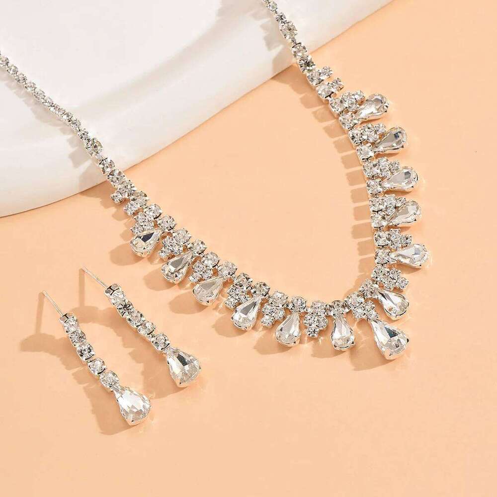 3pcs Women's Fashion Jewelry Set Crystal Earrings Necklace Wedding Banquet Party Luxury Accessories Z260313