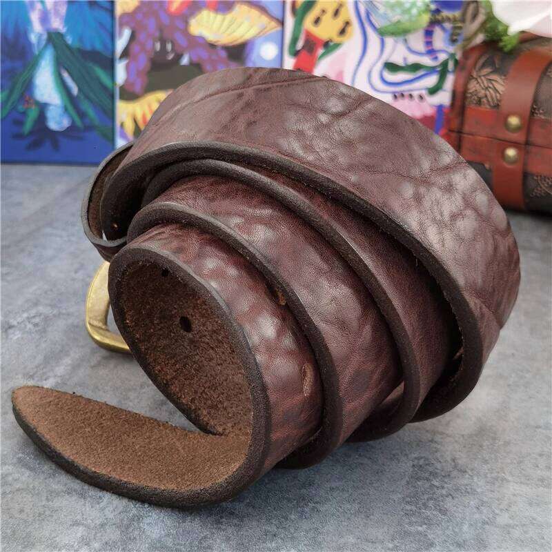 Retro Brass Buckle Super Thick Leather Cowboy Jeans Men's Ceinture Homme Waist Belt For Men MBT0540 Z260226