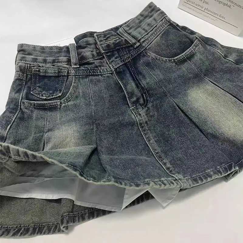 American Style Vintage Y2k Denim Skirt Woman Harajuku Retro Mini Skirt Streetwear High Waist Casual Fashion Skirt Hot s M260314