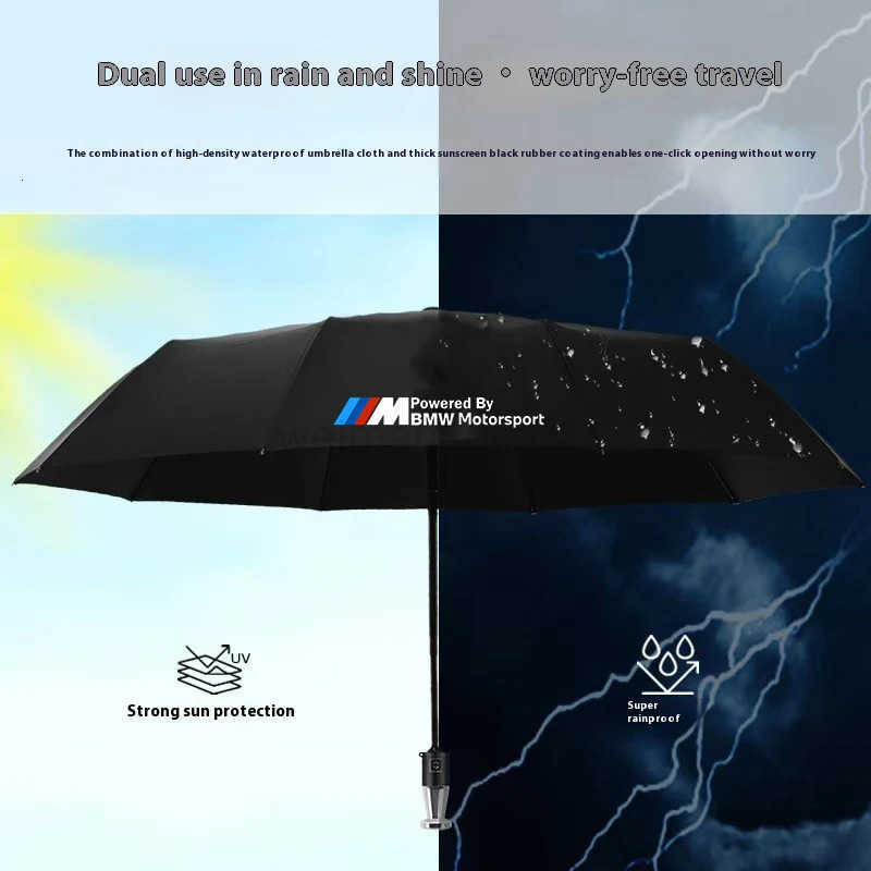 For BMW M Motorsport F10 F15 F25 F30 G20 G30 E39 E46 E60 E90 X1 X3 X4 X5 X6 X7 Car Automatic Folding Windproof Sunshade Umbrella H260314