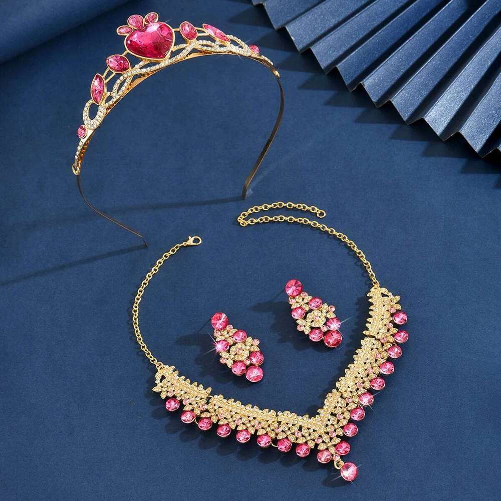Ladies' Fashion Design Crown Necklace Earrings Jewelry Set Suitable for Wedding, Party, Festival Gifts Z260313